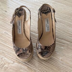 Jimmy Choo Snakeskin Peep-Toe Espadrilles